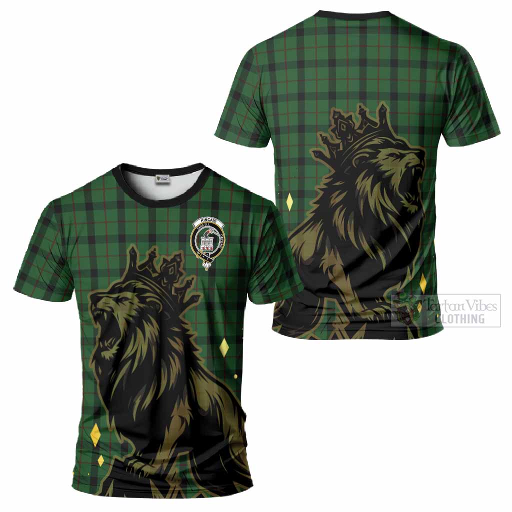 Kincaid Tartan Family Crest T-Shirt Crowned Lion Roaring