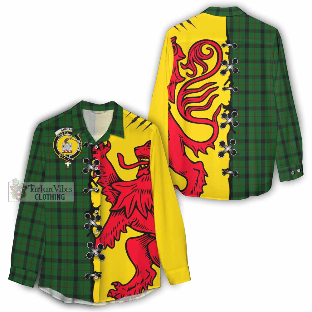 Kincaid Tartan Family Crest Women Casual Shirt Lion Rampant Honor - Tartan Vibes Clothing