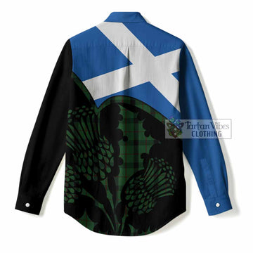 Kincaid Tartan Family Crest Women Casual Shirt Scotland Thistle Floral Flag Style