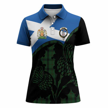 Kincaid Tartan Family Crest Women Polo Shirt Scotland Thistle Floral Flag Style