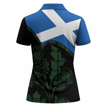 Kincaid Tartan Family Crest Women Polo Shirt Scotland Thistle Floral Flag Style