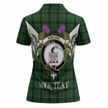 Kincaid Tartan Family Crest Women Polo Shirt Scottish Burns Night Thistle Floral