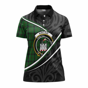 Kincaid Tartan Family Crest Women's Polo Shirt Celtic Scottish Thistle Floral