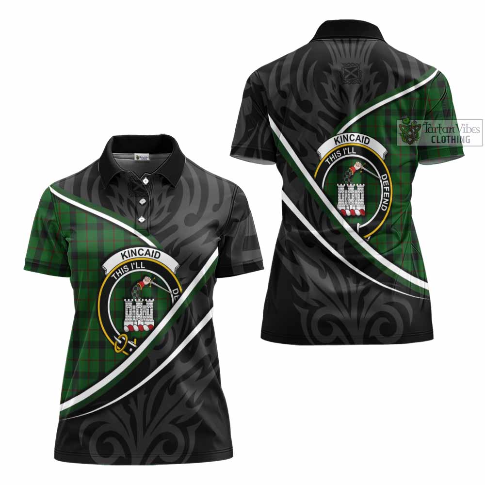 Kincaid Tartan Family Crest Women's Polo Shirt Celtic Scottish Thistle Floral - Tartan Vibes Clothing