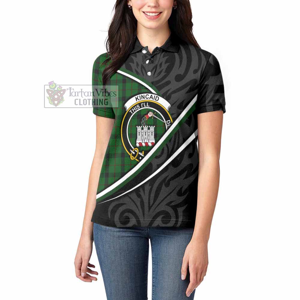 Kincaid Tartan Family Crest Women's Polo Shirt Celtic Scottish Thistle Floral - Tartan Vibes Clothing