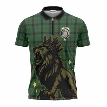 Kincaid Tartan Family Crest Zipper Polo Shirt Crowned Lion Roaring