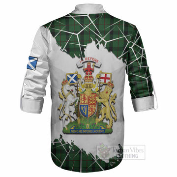 Kincaid Tartan Ghillie Shirt with Family Crest and Lion Rampant Grunge Style