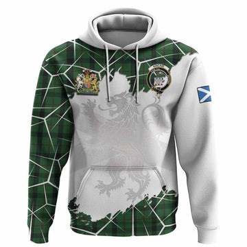 Kincaid Tartan Hoodie with Family Crest and Lion Rampant Grunge Style