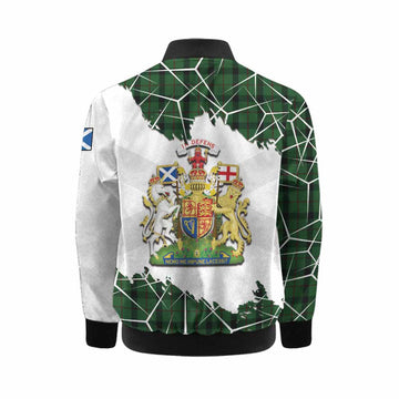 Kincaid Tartan Kid Bomber Jacket with Family Crest and Lion Rampant Grunge Style