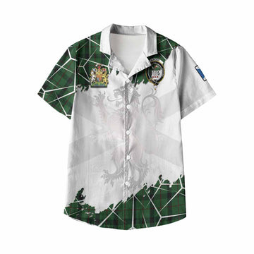 Kincaid Tartan Kid Hawaiian Shirt with Family Crest and Lion Rampant Grunge Style