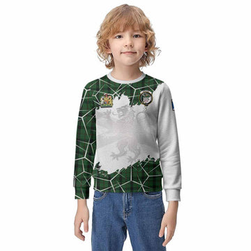 Kincaid Tartan Kid Knitted Sweatshirt with Family Crest and Lion Rampant Grunge Style
