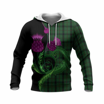 Kincaid Tartan Knitted Hoodie Traditional Scottish Thistle