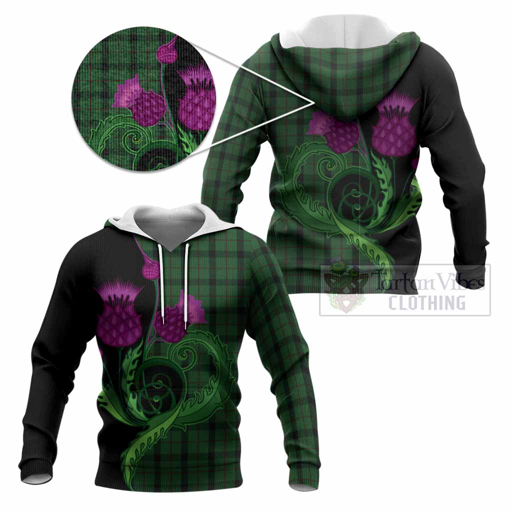 Kincaid Tartan Knitted Hoodie Traditional Scottish Thistle