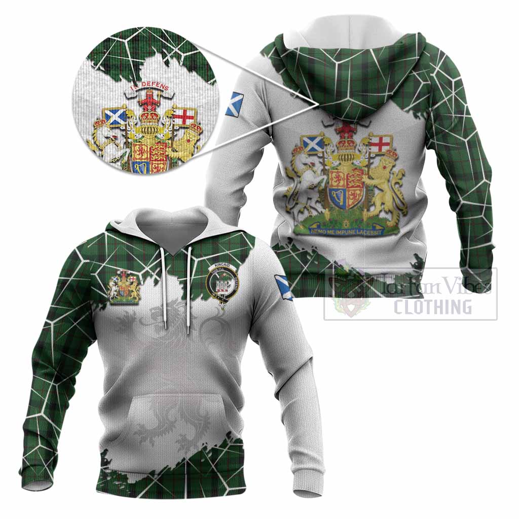 Kincaid Tartan Knitted Hoodie with Family Crest and Lion Rampant Grunge Style