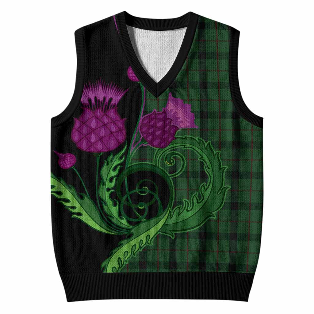 Kincaid Tartan Knitted V-Neck Vest Traditional Scottish Thistle