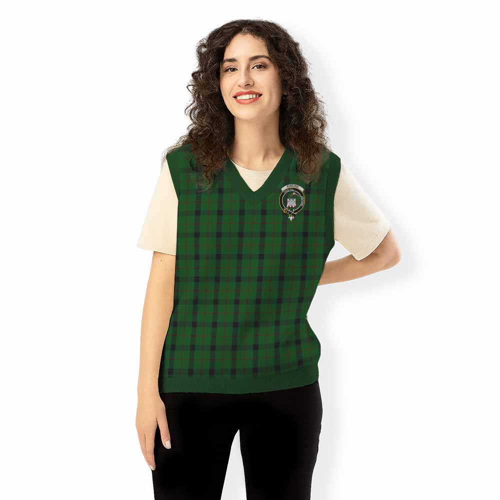 Kincaid Tartan Knitted V-Neck Vest with Family Crest - Tartan Vibes Clothing