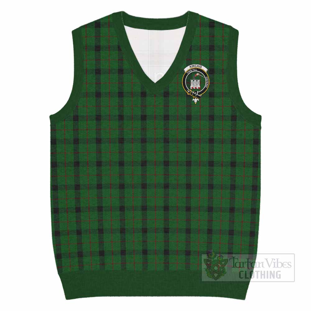 Kincaid Tartan Knitted V-Neck Vest with Family Crest - Tartan Vibes Clothing