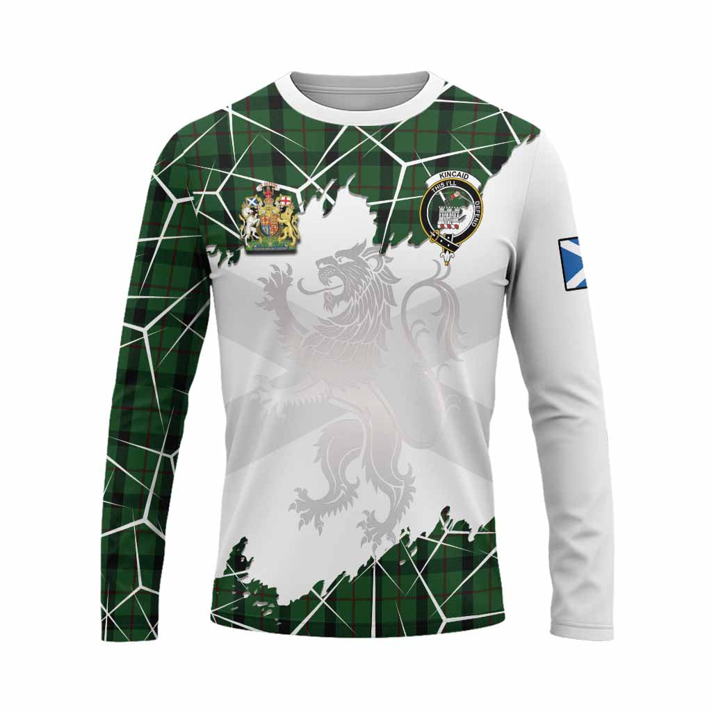 Kincaid Tartan Long Sleeve T-Shirt with Family Crest and Lion Rampant Grunge Style