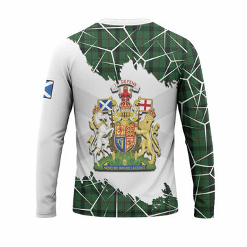 Kincaid Tartan Long Sleeve T-Shirt with Family Crest and Lion Rampant Grunge Style