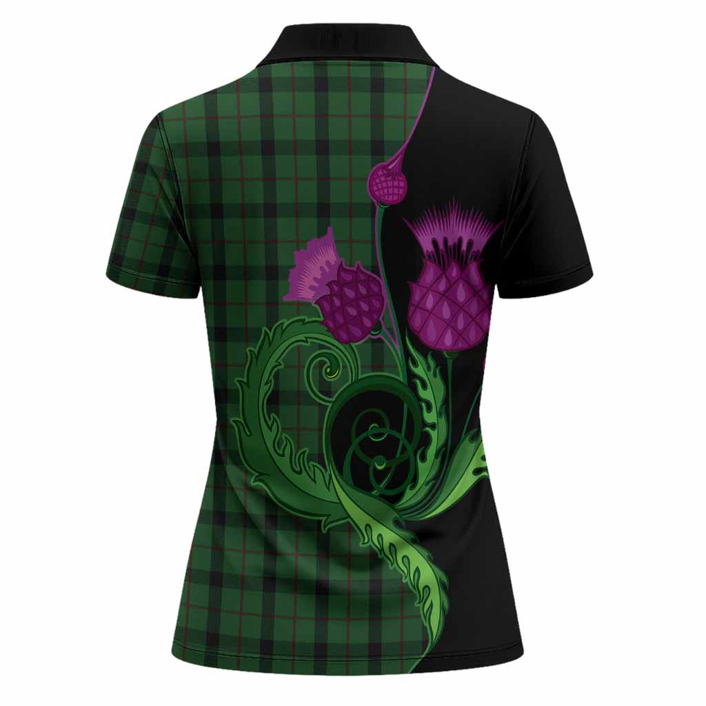 Kincaid Tartan Women Polo Shirt Traditional Scottish Thistle