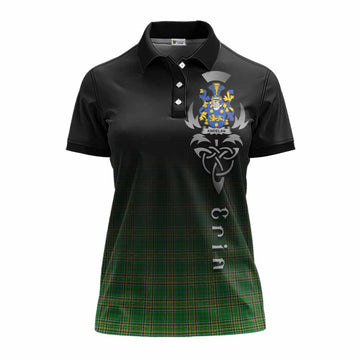 Kindelan Irish Clan Women's Polo Shirt with Coat of Arms Erin Go Bragh Celtic Inspired