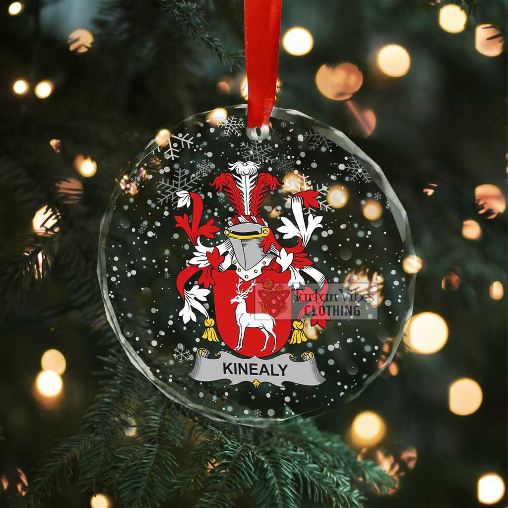 Kinealy Irish Clan Christmas Glass Ornament with Coat of Arms - 2D-tartanvibesclothing
