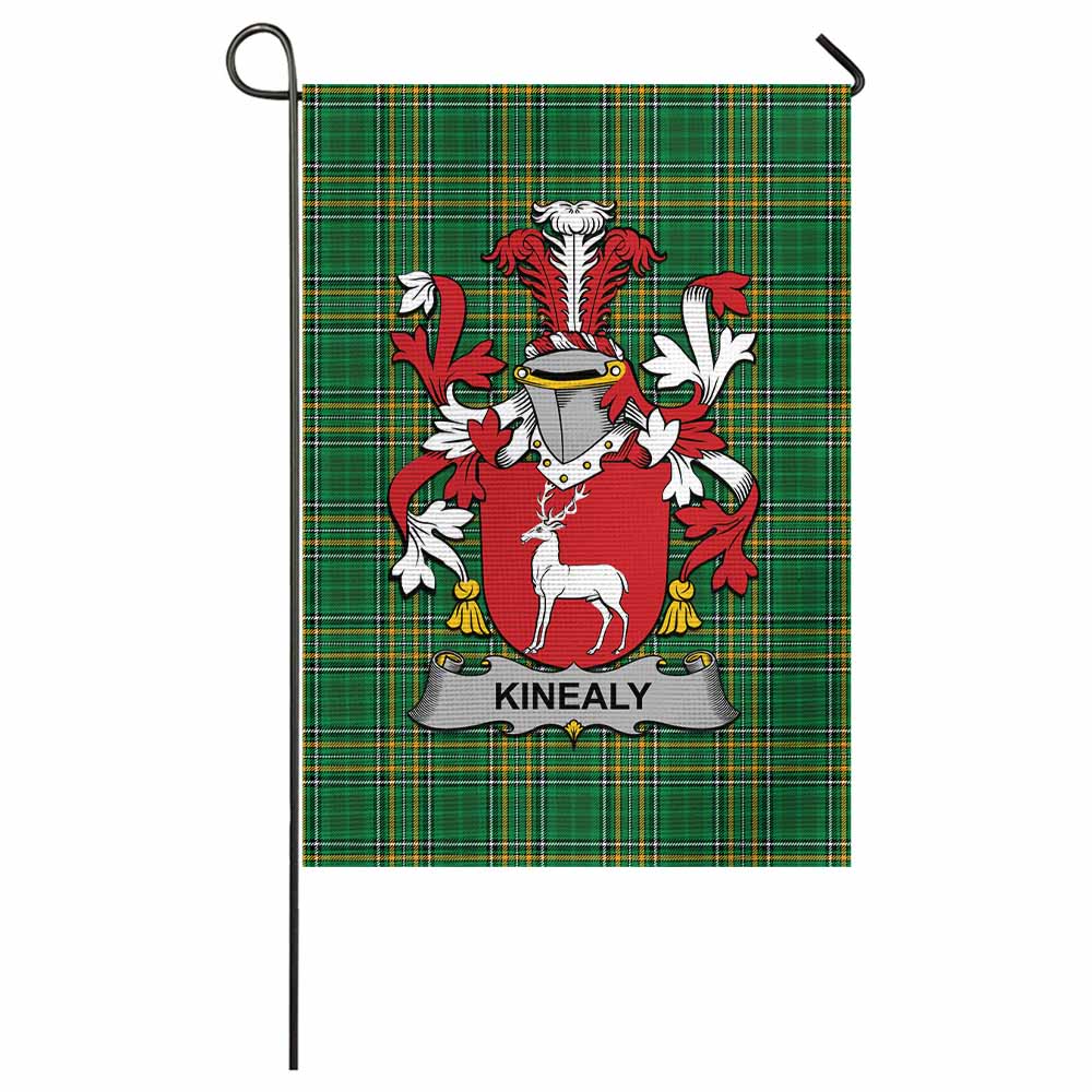 Kinealy Irish Clan Tartan Flag with Coat of Arms