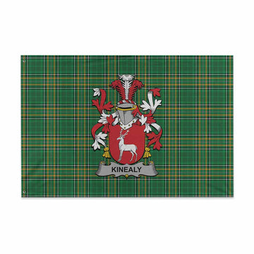 Tartan Vibes Clothing Kinealy Irish Clan Tartan House Flag with Coat of Arms