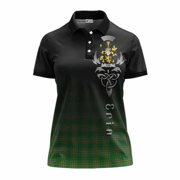 King Irish Clan Women's Polo Shirt with Coat of Arms Erin Go Bragh Celtic Inspired Women - Tartan Vibes Clothing