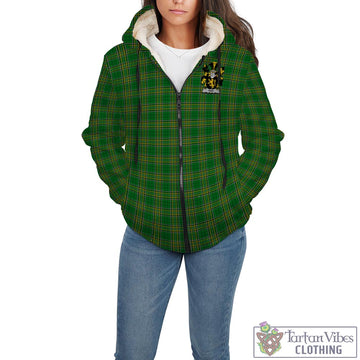 Tartan Vibes Clothing King Ireland Clan Tartan Sherpa Hoodie with Coat of Arms