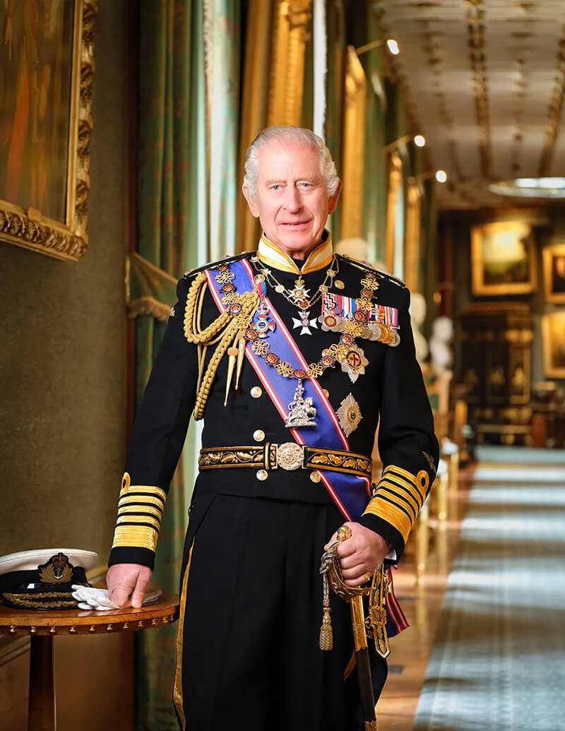 King Charles III official portrait British monarch royal uniform