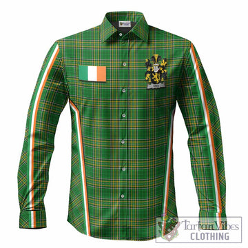 King Irish Clan Coat of Arm Tartan Long Sleeve Button Shirts Flag Style