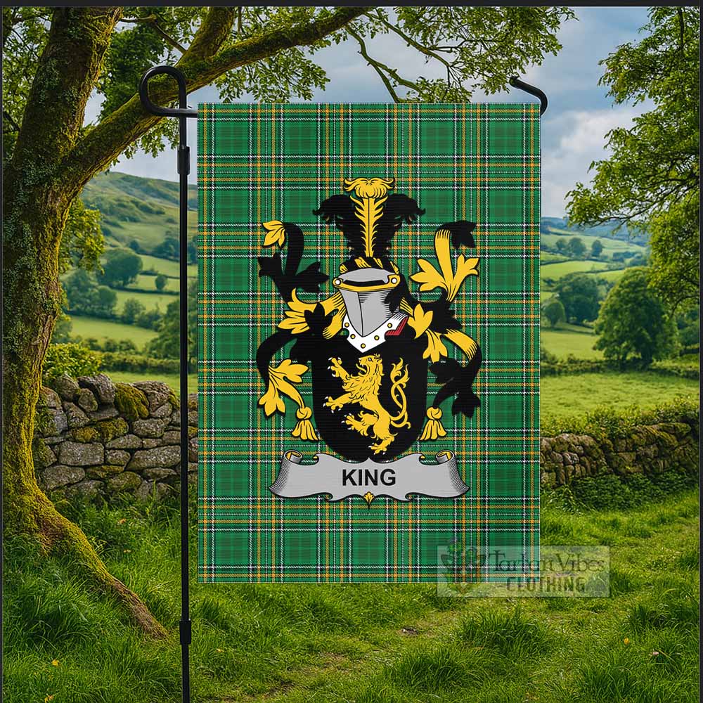 King Irish Clan Tartan Flag with Coat of Arms