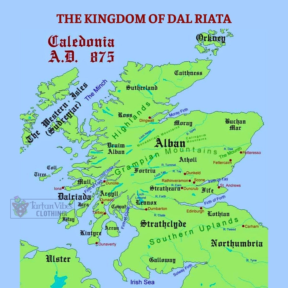 Kingdom of Dál Riata map showing Scotland and northeastern Ireland connections