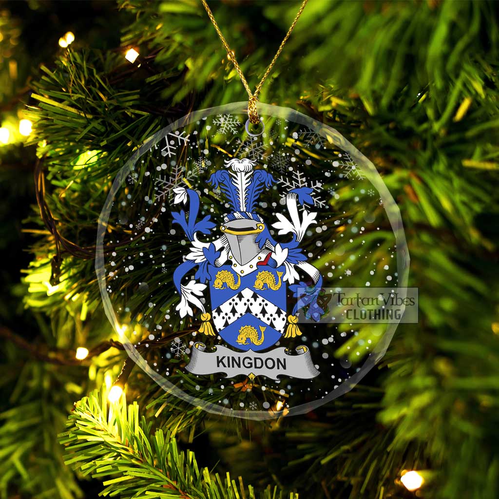 Kingdon Irish Clan Christmas Glass Ornament with Coat of Arms Transparent Glass Circle - 2D-tartanvibesclothing