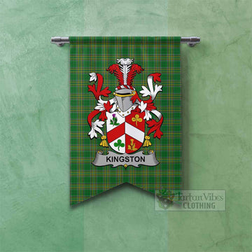 Kingston Irish Clan Tartan Gonfalon, Tartan Banner with Coat of Arms