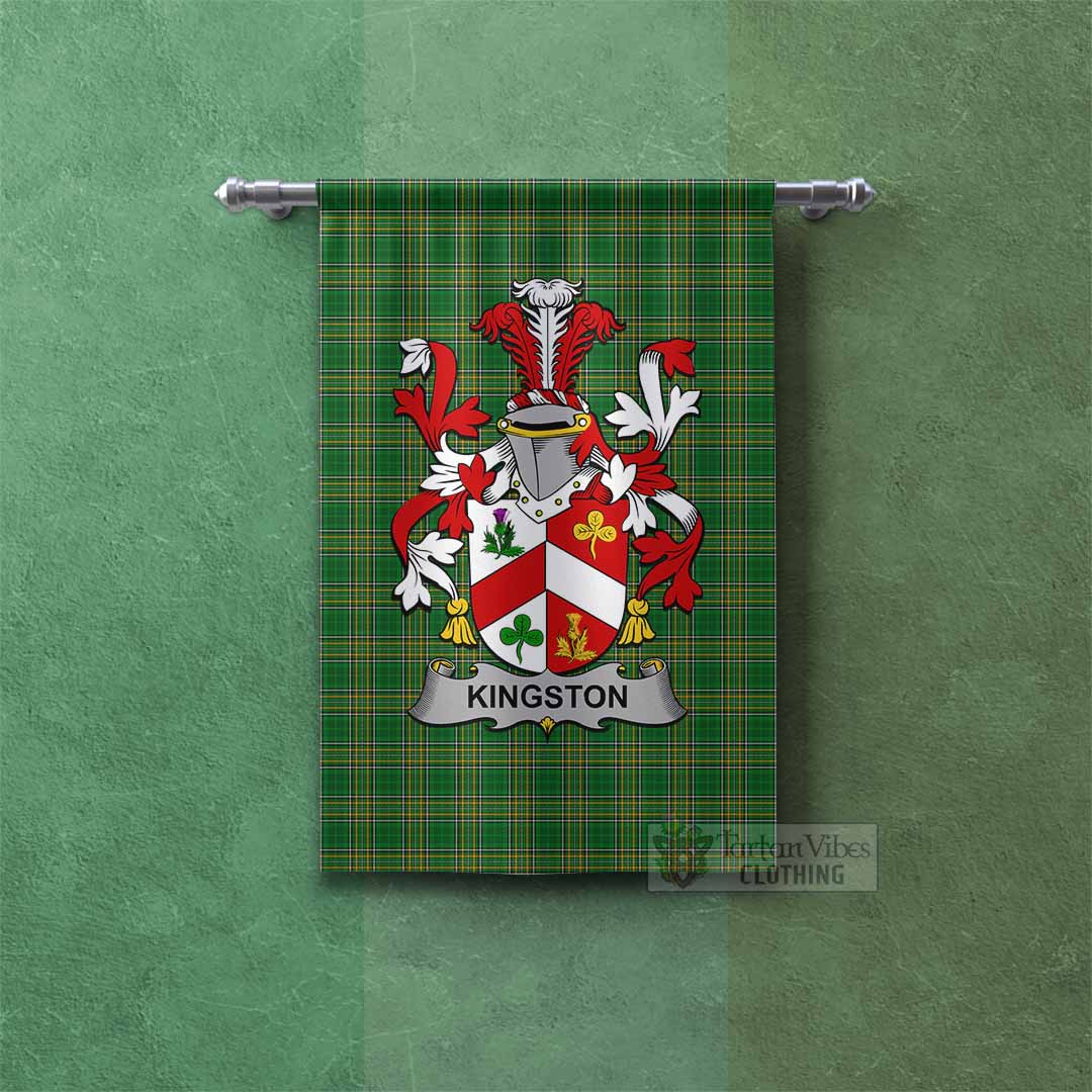 Tartan Vibes Clothing Kingston Irish Clan Tartan Gonfalon, Tartan Banner with Coat of Arms