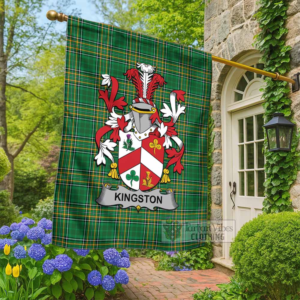 Kingston Irish Clan Tartan Flag with Coat of Arms