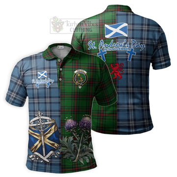 Kinloch Tartan Polo Shirt Happy St. Andrew's Day Half Tartan Style Kid - Tartan Vibes Clothing