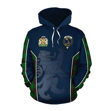 Kinloch Tartan Cotton Hoodie with Family Crest and Lion Rampant Vibes Sport Style Pullover Hoodie XS - Tartan Vibes Clothing