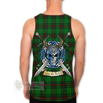 Kinloch Tartan Men's Tank Top with Family Crest Celtic Skull Style Men - Tartan Vibes Clothing