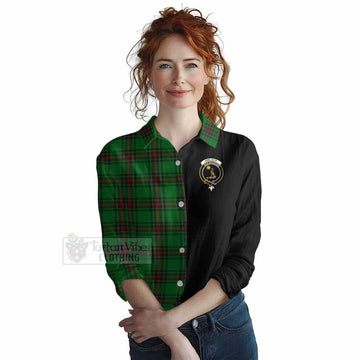 Kinloch Tartan Women's Casual Shirt with Family Crest and Half Of Me Style Female - Tartan Vibes Clothing