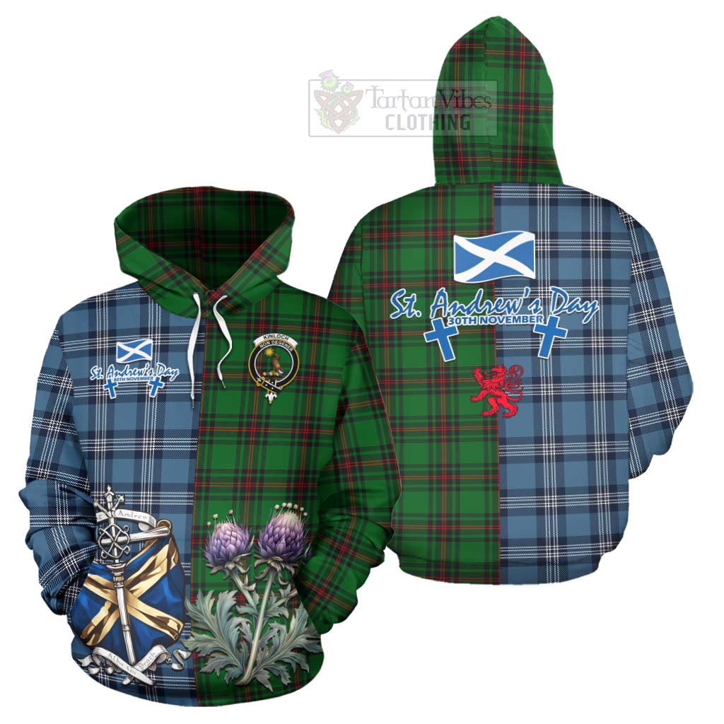 Kinloch Tartan Hoodie Happy St. Andrew's Day Half Tartan Style Zip Hoodie - Tartan Vibes Clothing
