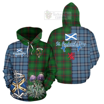 Kinloch Tartan Hoodie Happy St. Andrew's Day Half Tartan Style Zip Hoodie - Tartan Vibes Clothing