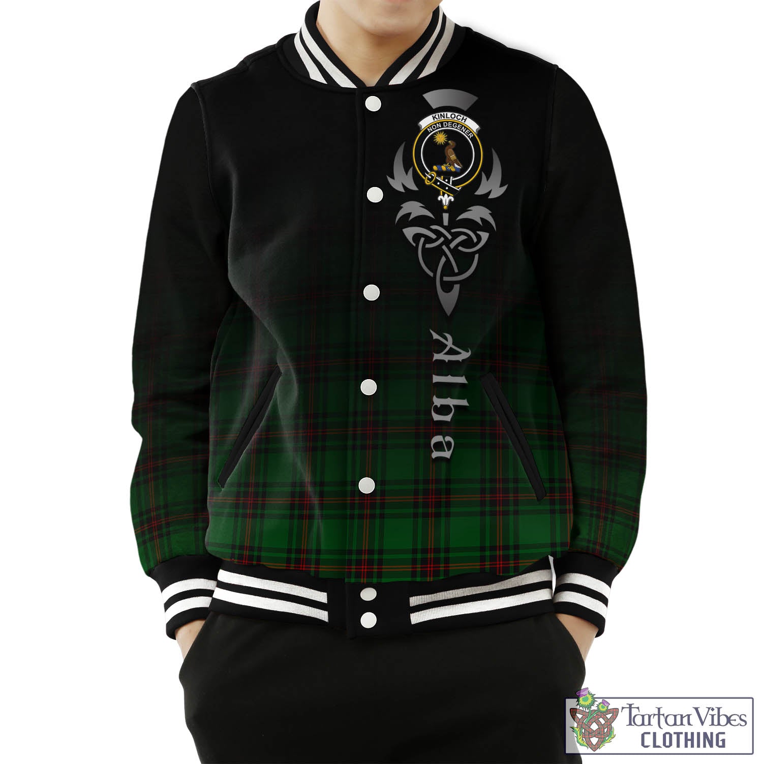 Kinloch Tartan Baseball Jacket Featuring Alba Gu Brath Family Crest Celtic Inspired Unisex - Tartan Vibes Clothing