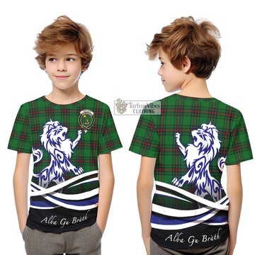 Kinloch Tartan Kid T-Shirt with Alba Gu Brath Regal Lion Emblem Youth XL Size14 - Tartan Vibes Clothing