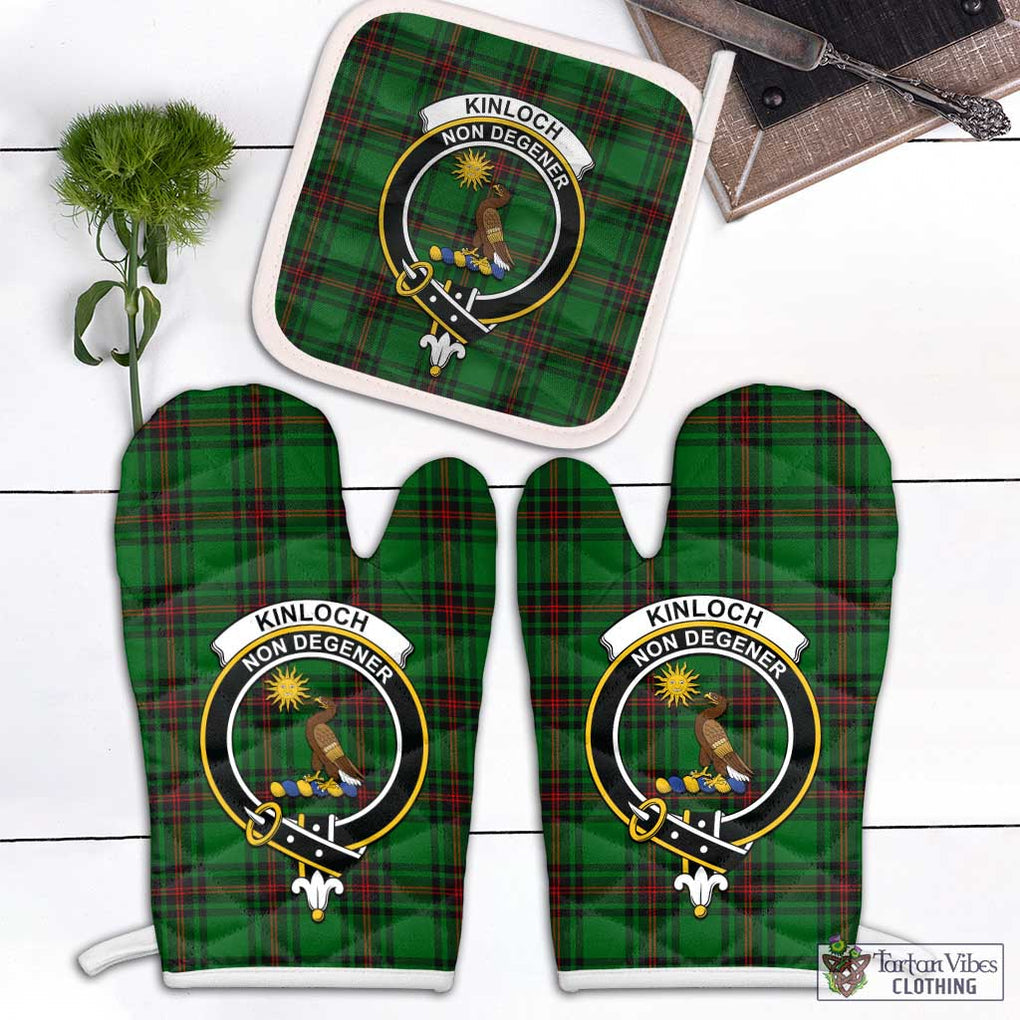 Kinloch Tartan Combo Oven Mitt & Pot-Holder with Family Crest White - Tartan Vibes Clothing