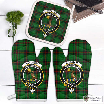 Kinloch Tartan Combo Oven Mitt & Pot-Holder with Family Crest Combo 2 Oven Mitt & 1 Pot-Holder Black - Tartan Vibes Clothing