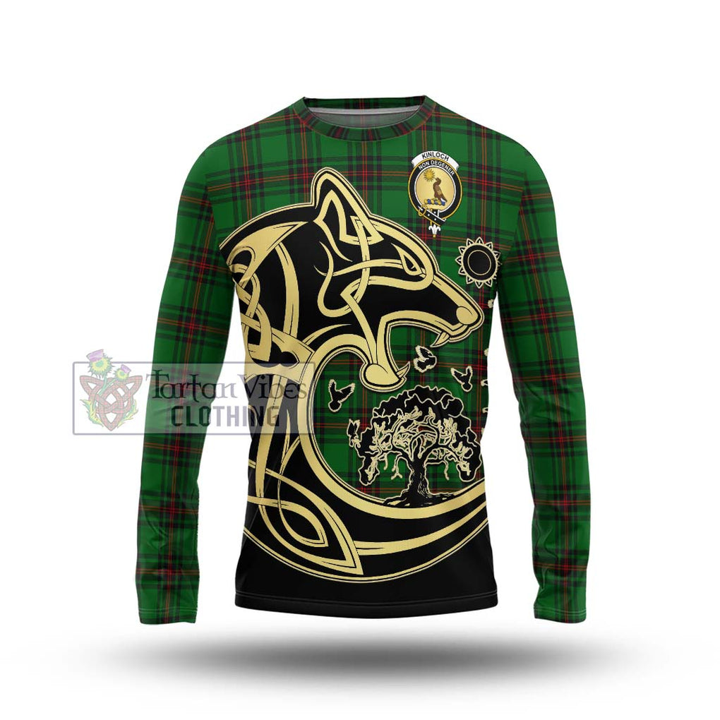 Kinloch Tartan Long Sleeve T-Shirt with Family Crest Celtic Wolf Style Unisex - Tartan Vibes Clothing