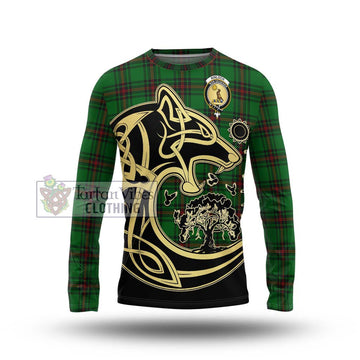 Kinloch Tartan Long Sleeve T-Shirt with Family Crest Celtic Wolf Style Unisex - Tartan Vibes Clothing
